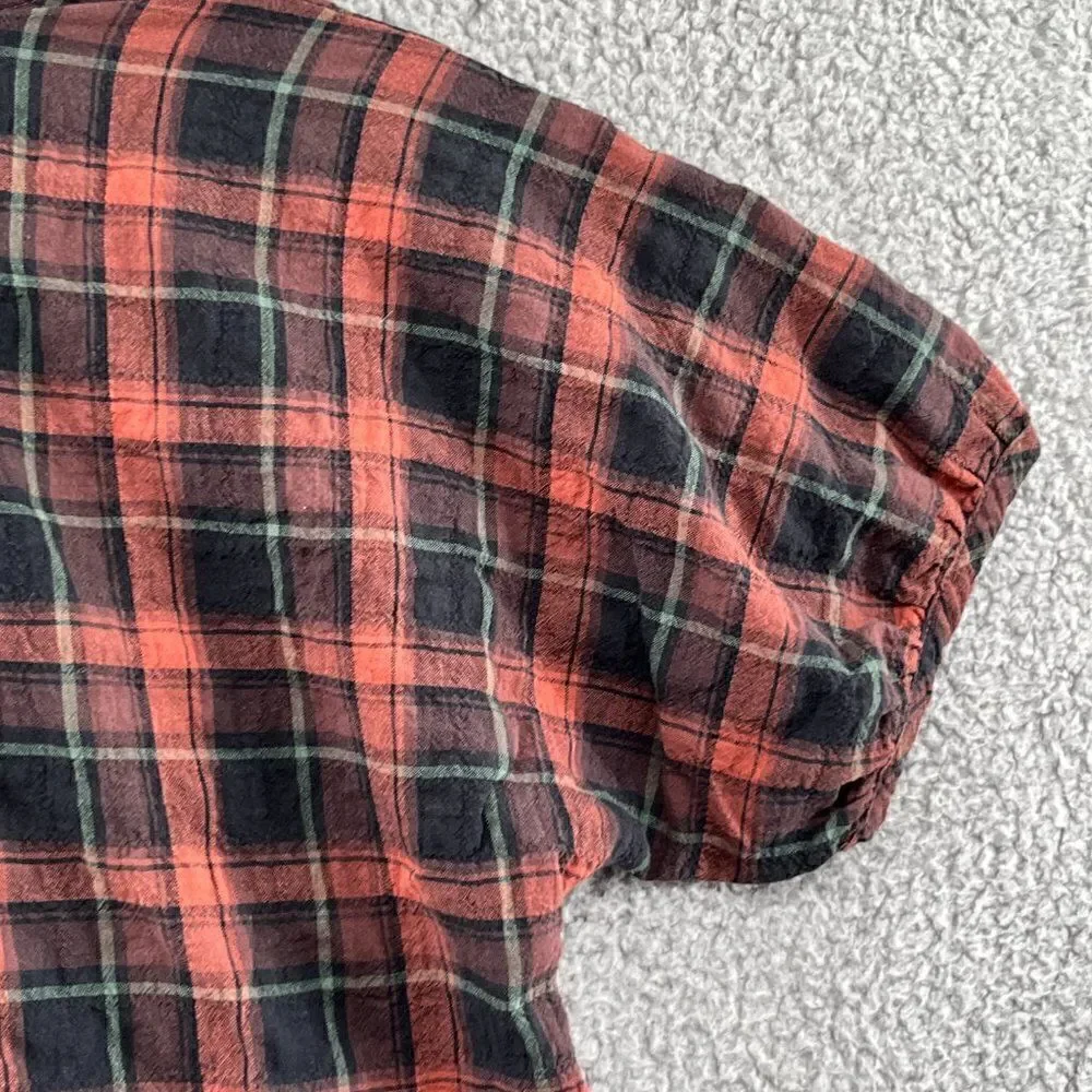 Madewell Gathered V-Neck Top in Plaid